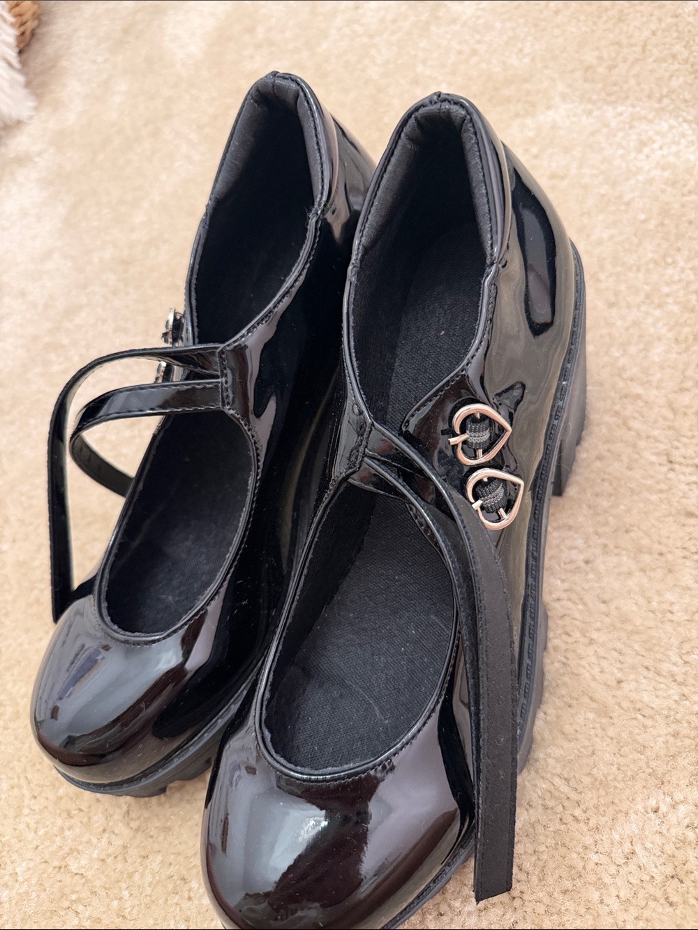 Black Patent Mary Jane Platform Heels